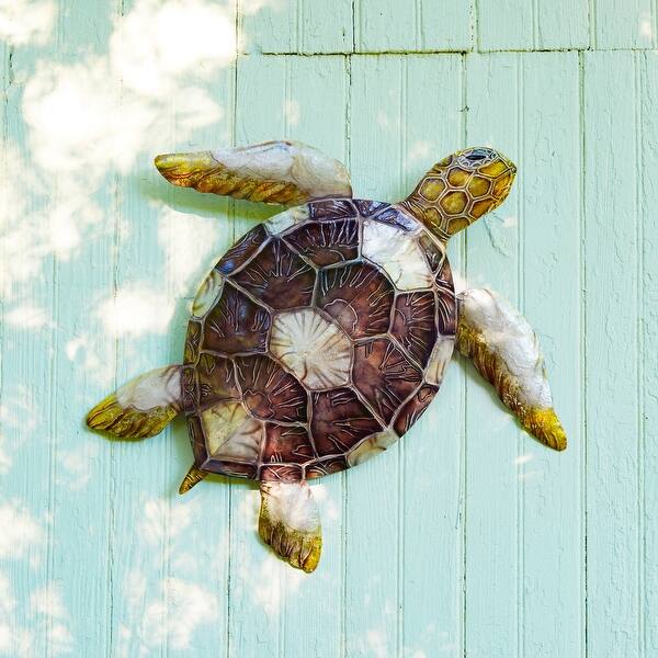 Shop Sea Turtle Wall Decor With Brown Checkered Shell 4 X 24 X
