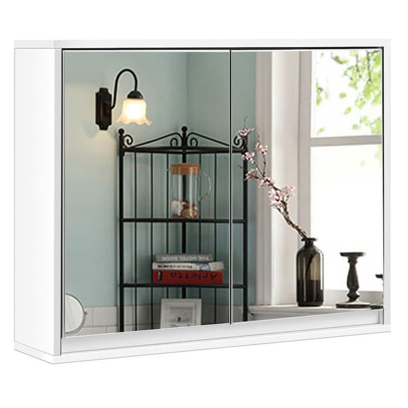 Costway Wall Mounted Bathroom Medicine Cabinet Storage Cabinet Double