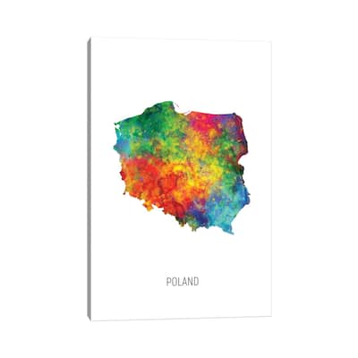 iCanvas "Poland Map" by Michael Tompsett Canvas Print