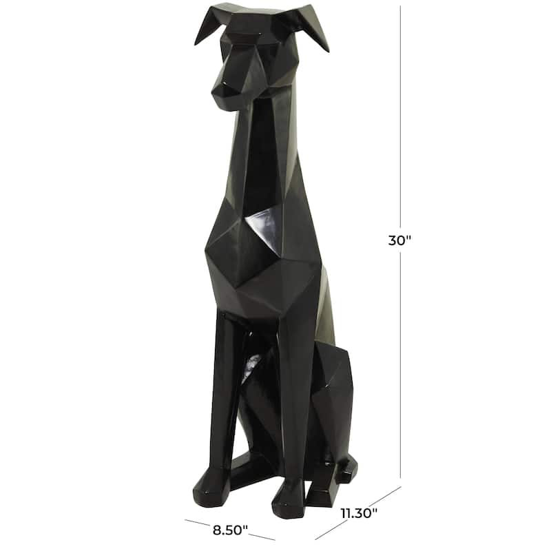 Polystone Dog Cubist Decorative Sculpture - Black, Gold, Silver - Roche River Decor