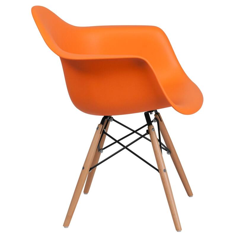 Plastic Chair with Arms and Wooden Legs