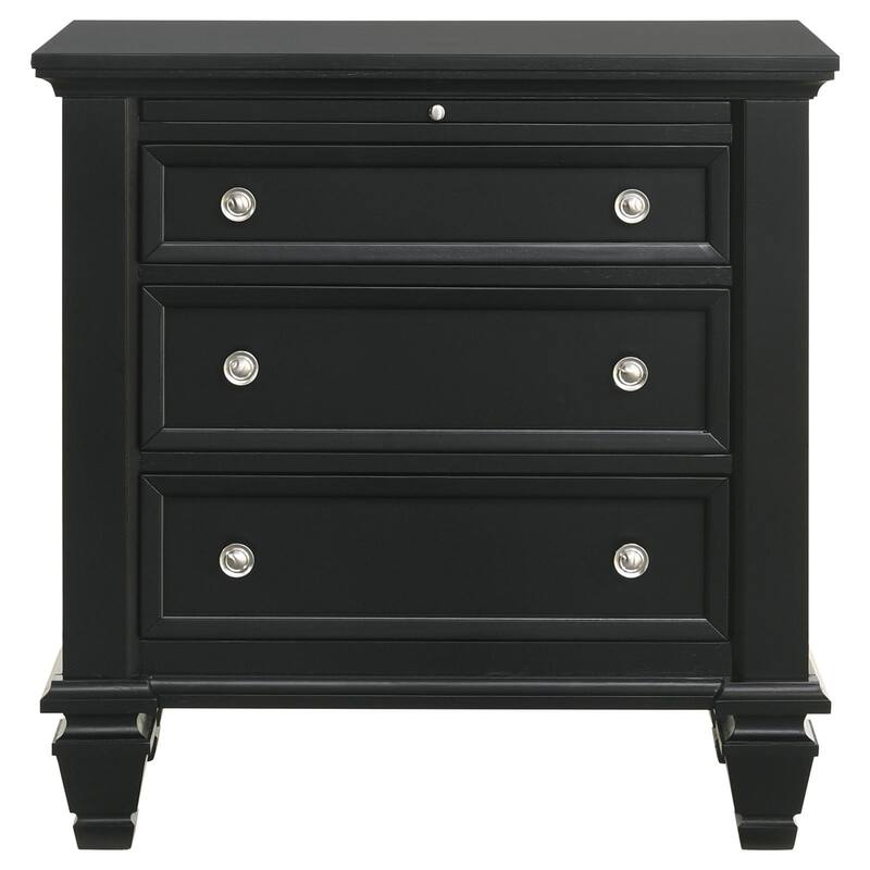 Black 3-drawer Nightstand with Pull Out Tray，Suitable for bedrooms,living rooms,apartments