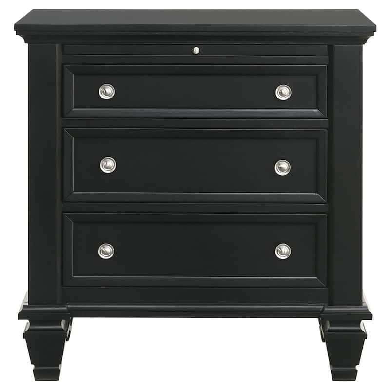 Cream White 3-drawer Nightstand with Pull Out Tray