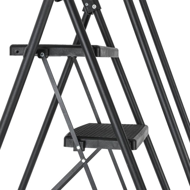 Black 6-Step Compact Metal Step Stool Ladder