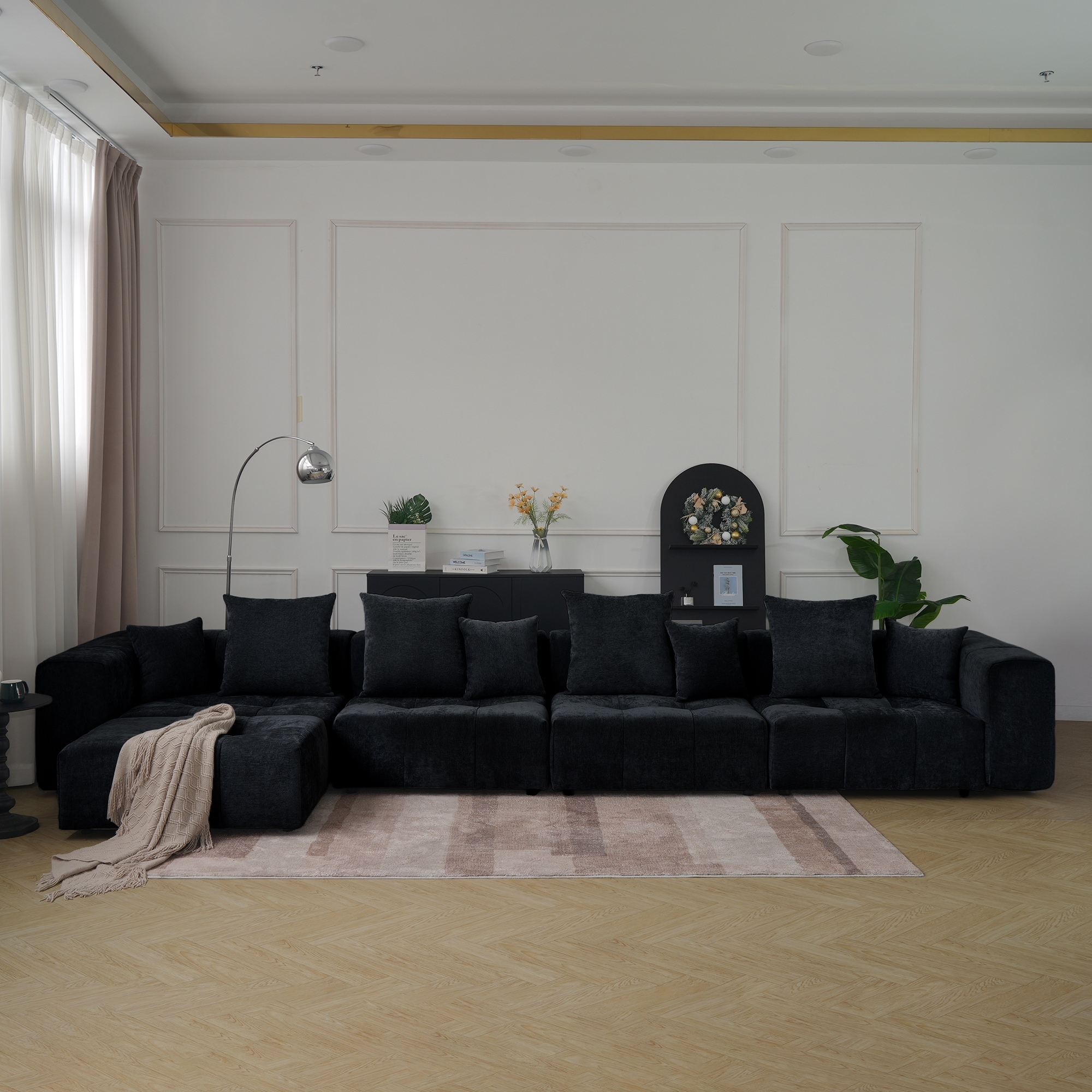 183.54" Down Cloud Couch, Oversized Modular Comfy Sofa for Living Room, L Shaped Sectional Couches with Ottoman