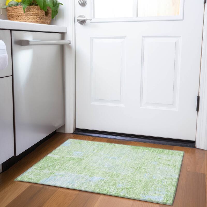 Premium Washable Super Soft Abstrct Flair Mayfield Rug - Green - 1'8" x 2'6"
