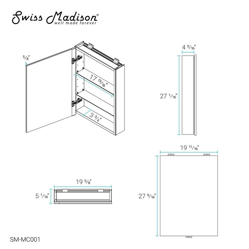 Cache 20 in. x 30 in. Mirrored Aluminum Medicine Cabinet