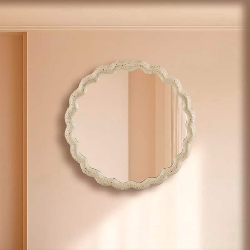 Small Scallop Textured Aluminum Wall Mirror - 19.75" - Antique Brass