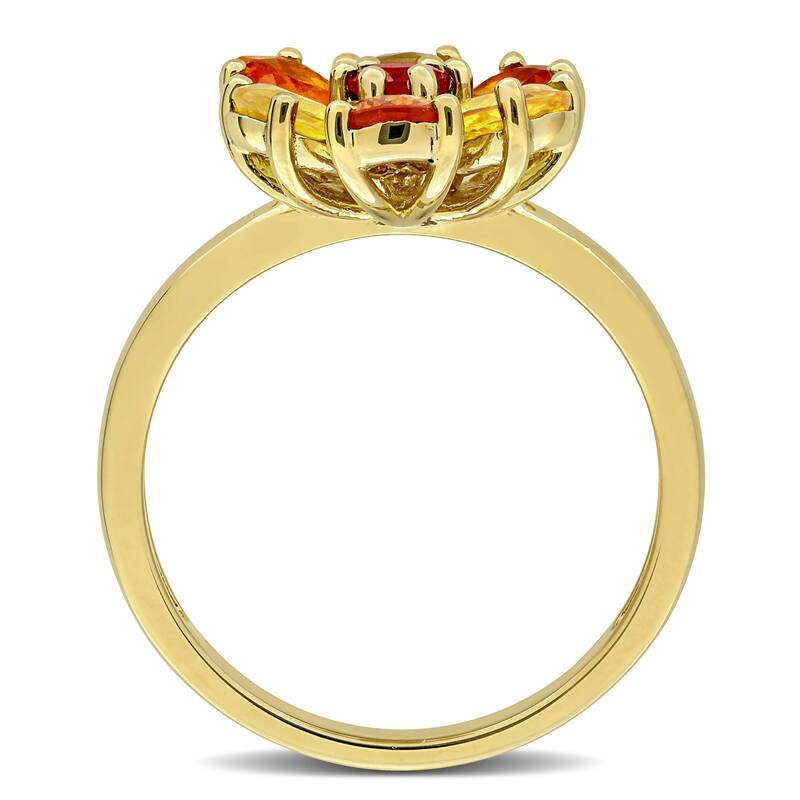 Miadora Multi-Gem Floral Ring Sterling Silver