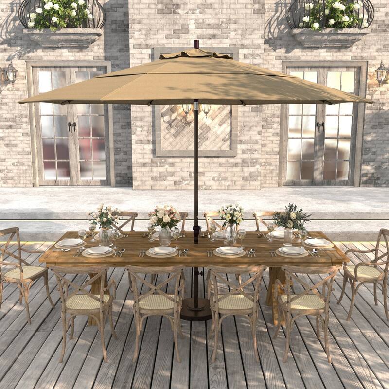 California Umbrella 11' Round Aluminum Crank Open Auto Tlit Patio Umbrella, Bronze Finish, Double Wind Vent.