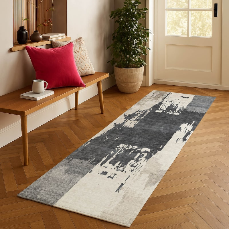 Machine Washable Indoor/ Outdoor Contemporary Fusion Chantille Rug