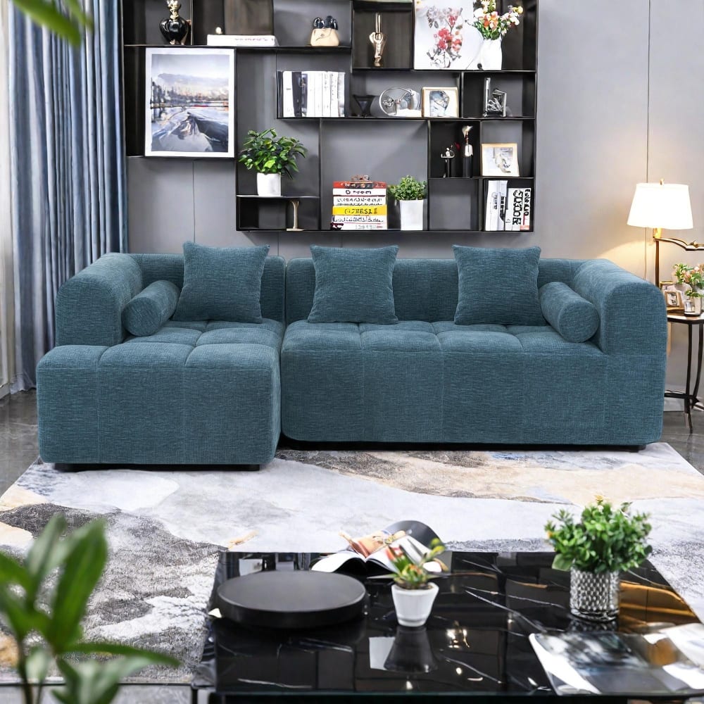 101.2" Chenille Modular Sectional Sofa with Deep Seating, Free-Combined Design and High-Density Foam Construction