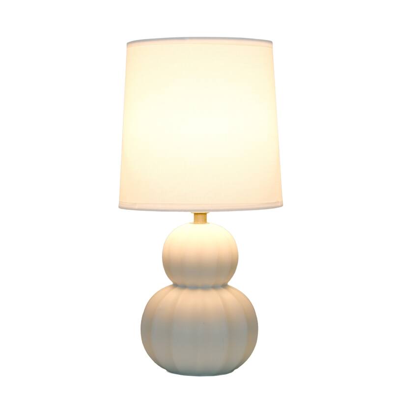 Stacked Double Gourd Ceramic Table Lamp with Tapered Shade - 12.5" - Off White