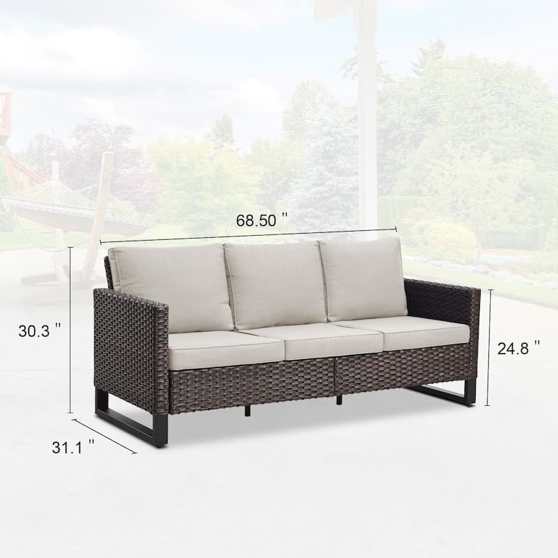 Gymojoy 3-Seat Outdoor Sofa, All-Weather PE Wicker