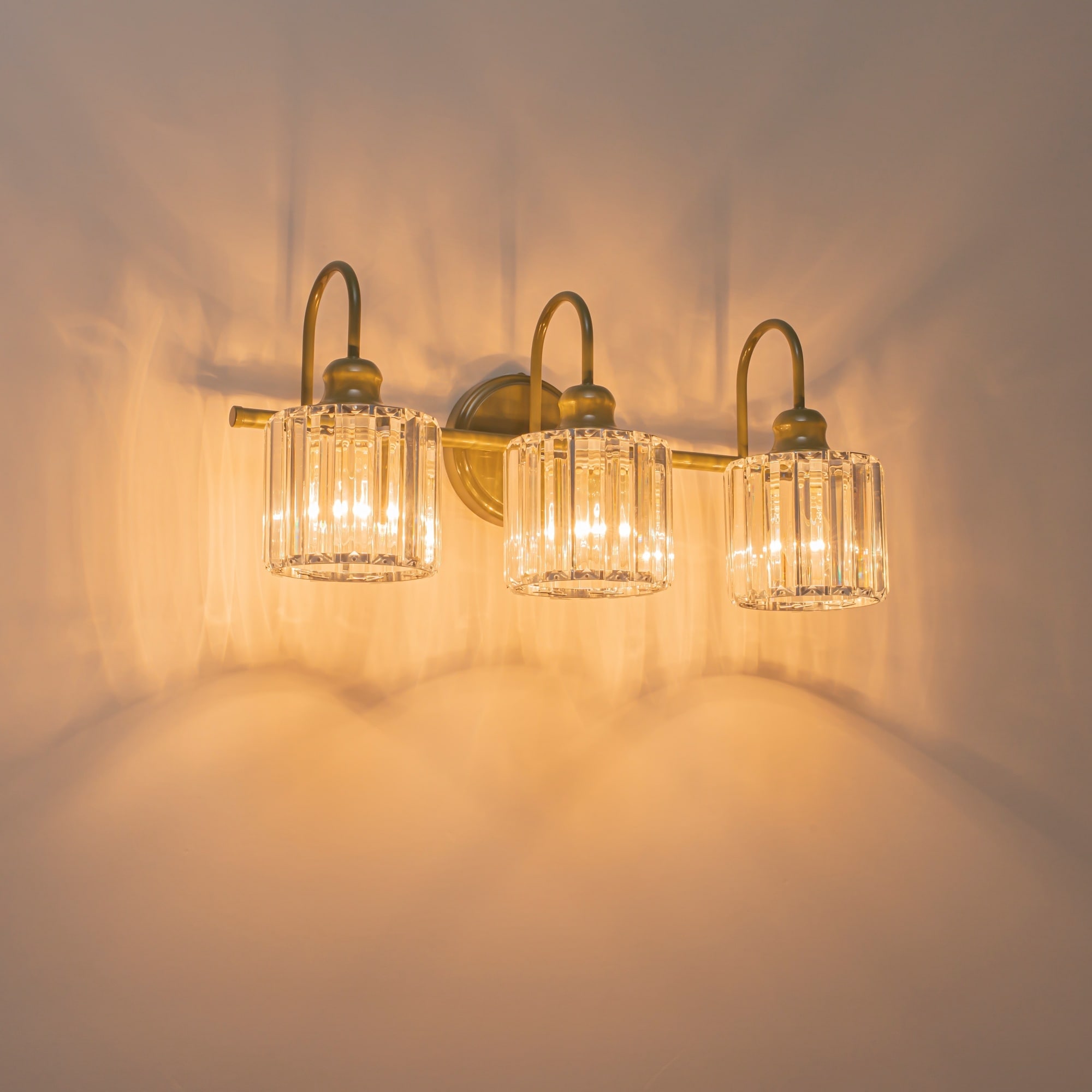 21 in. 3-Light Modern Glam Green Crystal Bathroom Vanity Light - 21.3 in. W x 7.7 in. D x 10.2 in. H