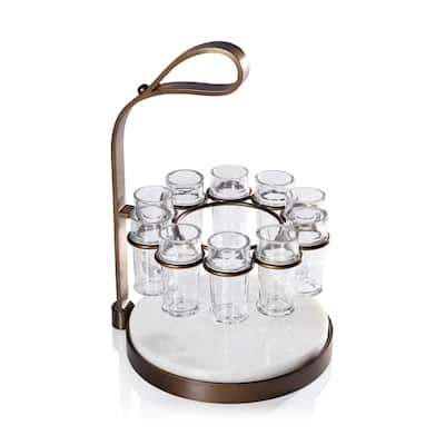 Tequilero 10-Piece Tequila Shot Set with Marble Cutting Board