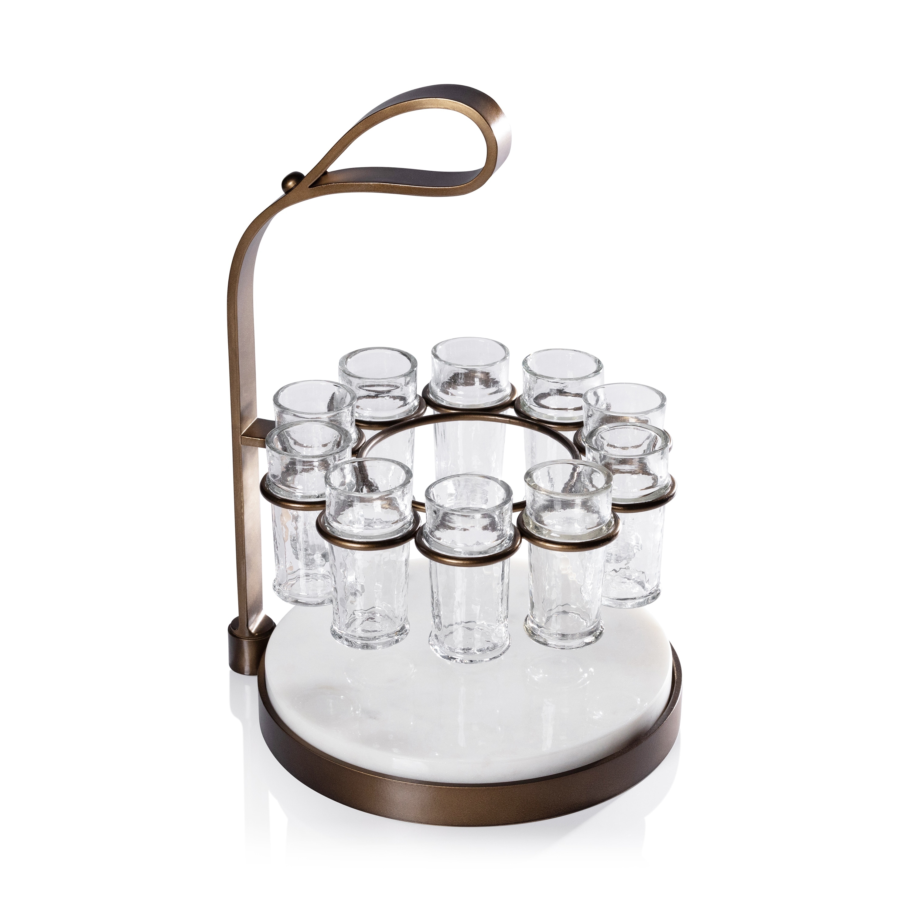 Tequilero 10-Piece Tequila Shot Set with Marble Cutting Board