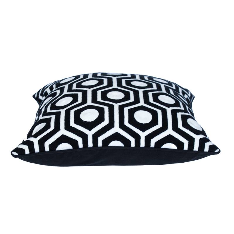 Geometric Hexa Square Cotton Throw Pillow - 20" - Black and White