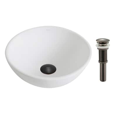 Kraus Elavo 13-11/16" Vitreous China Vessel Bathroom Sink - Pop-up