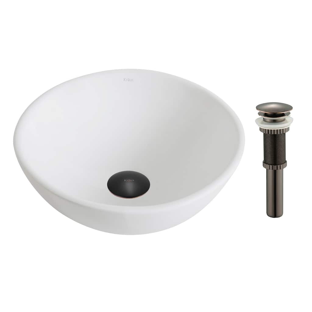 Kraus Elavo 13-11/16" Vitreous China Vessel Bathroom Sink - Pop-up