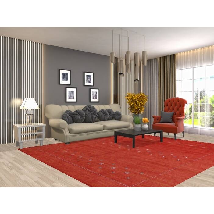 Hand Knotted Oriental 100% Wool Carpet Tribal Tribal Oranges & Rust Gabbeh Area Rug - 9' 7'' X 8' 3''