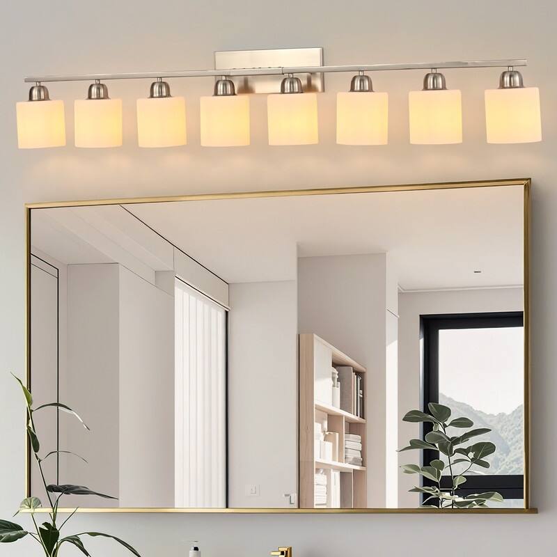 Modern Bathroom Vanity Light With Frosted Milk Glass Shades