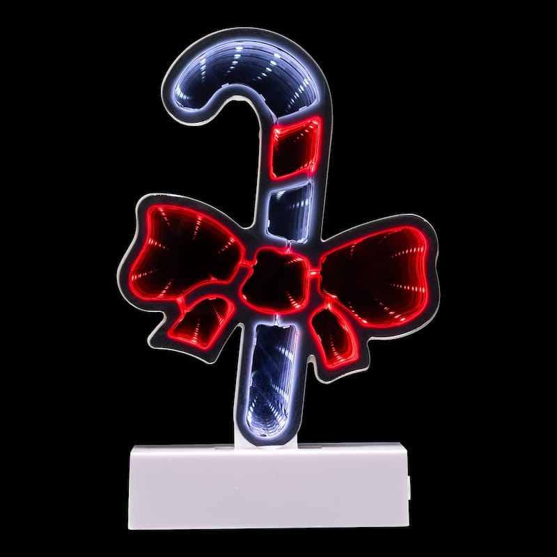 LED 3D Candy Cane with Bow Christmas Tunnel Light - 8"