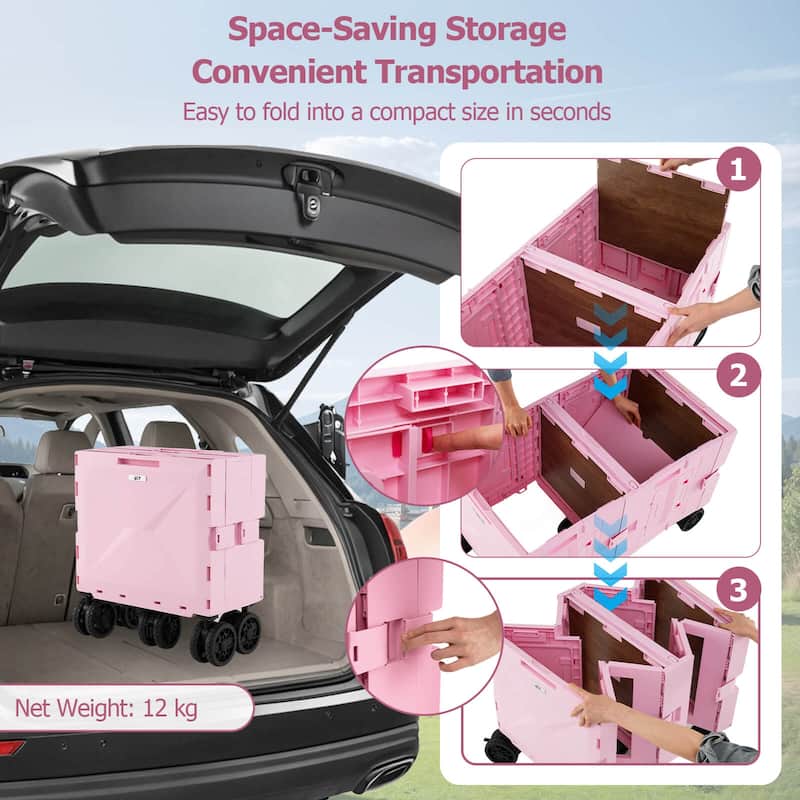 Costway Large Foldable Utility Cart with 2-Tier Storage Crates 5 - See Details