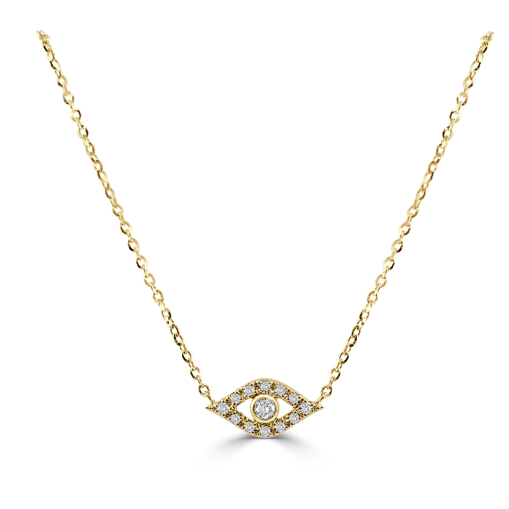 Joelle Collection Diamond Evil Eye Necklace - 14K Yellow Gold and Diamond Necklace 1/10ct TDW Elegant Gift