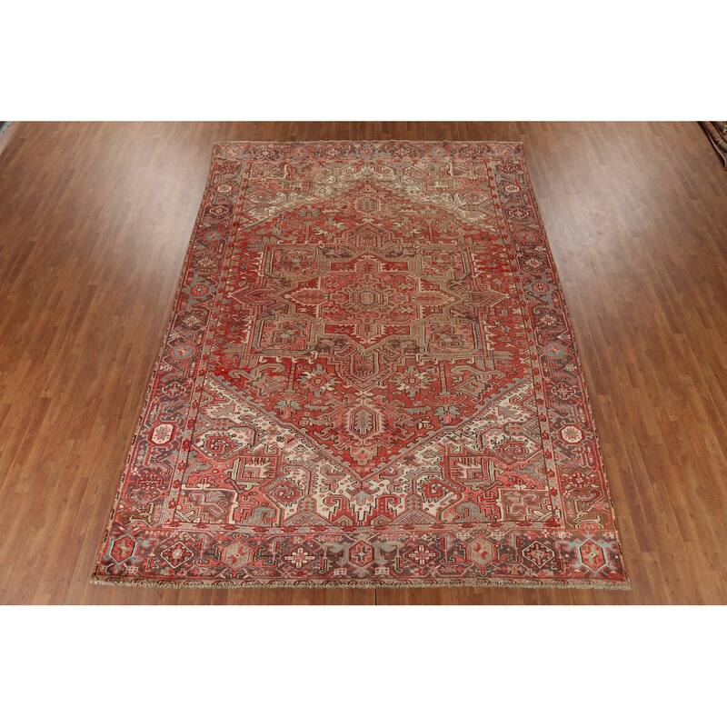 Medallion Heriz Persian Vintage Rug Handmade Traditional Wool Carpet - 9'4"x 13'2"