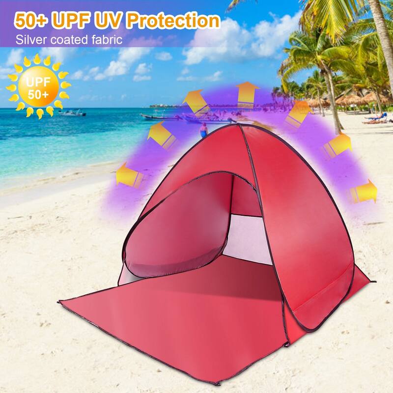 Pop Up Beach Tent Sun Shade Shelter Anti-UV Waterproof 2-3 Person - 64.96 x 59.06 x 43.31in
