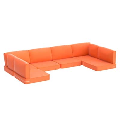 14-Piece Patio Furniture Sofa Cushions, 6-Seater Outdoor Cushion Set (Only Include Cusions，Not Sofa） - 25.6*25.6*4in