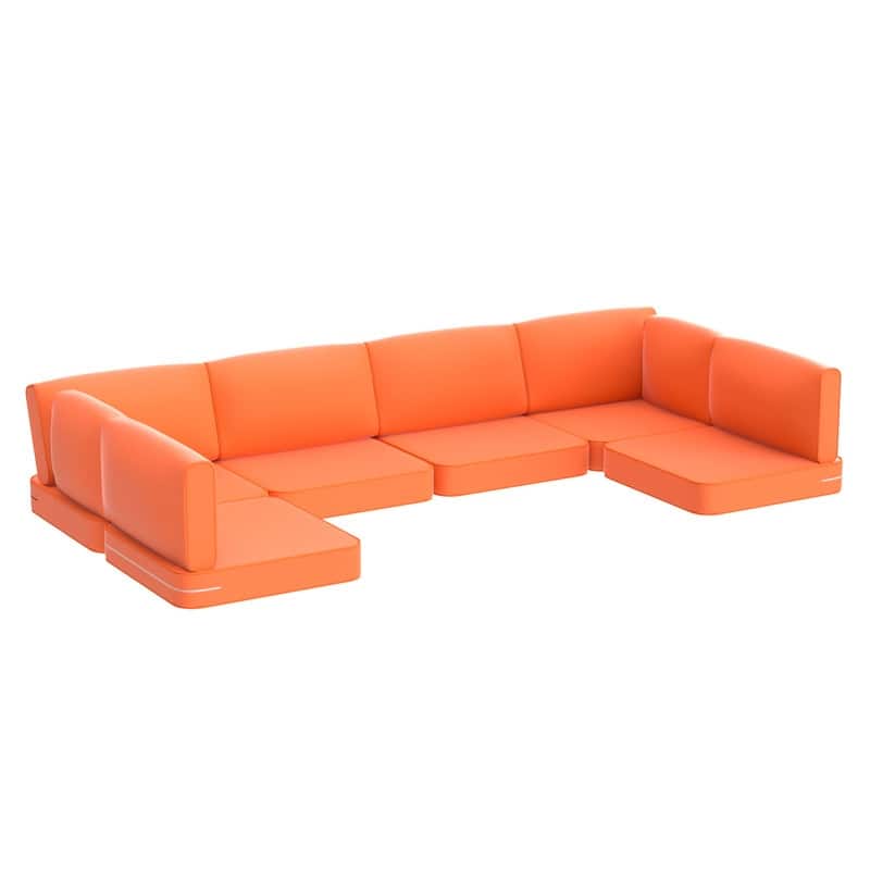 14-Piece Patio Furniture Sofa Cushions, 6-Seater Outdoor Cushion Set (Only Include Cusions，Not Sofa） - 25.6*25.6*4in