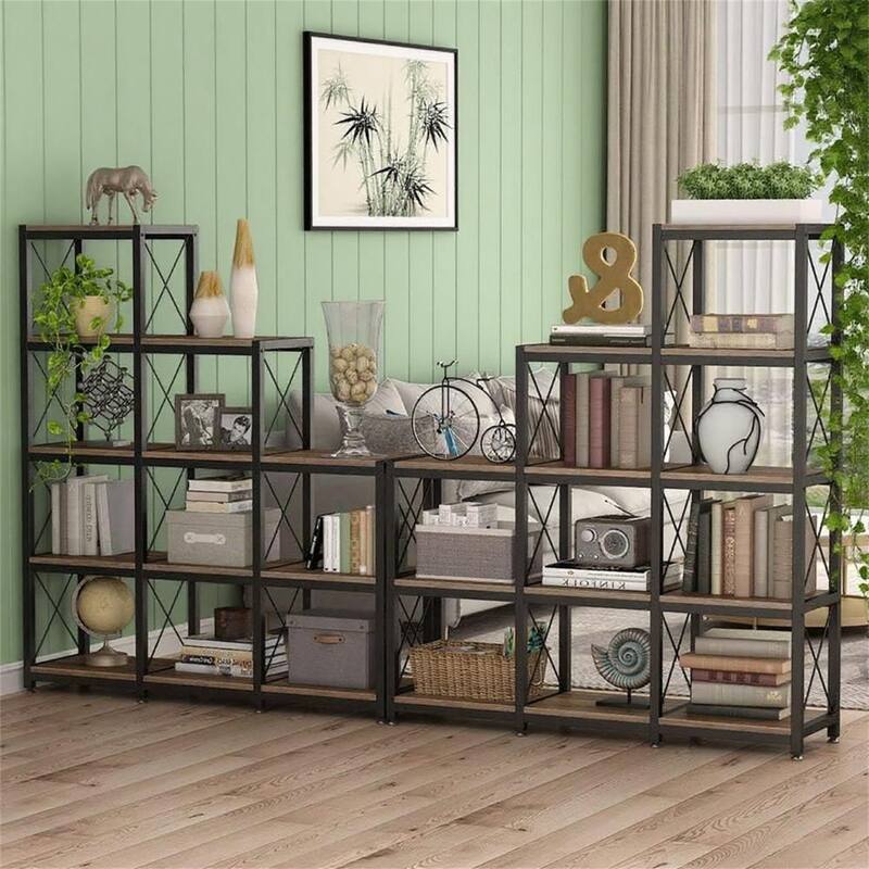 Vintage Industrial 9-Cube Ladder Bookcase