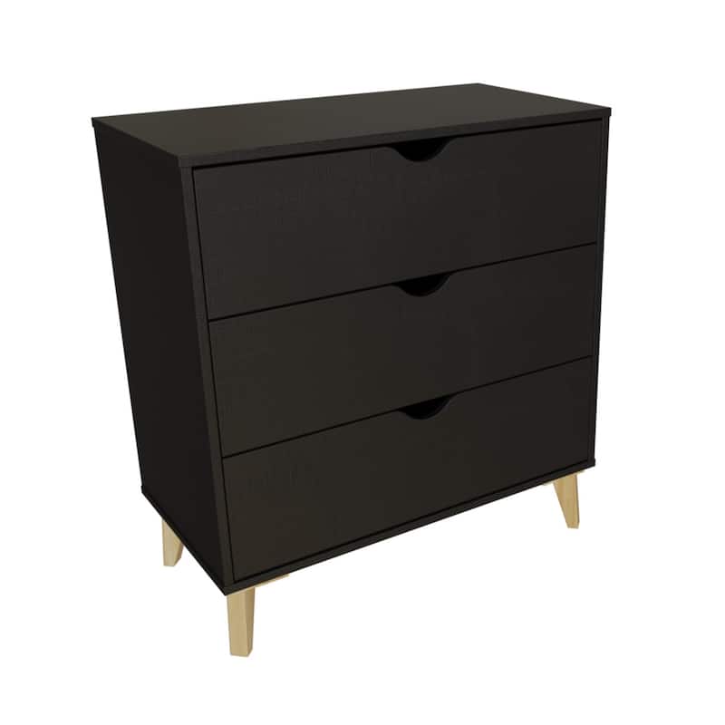 HomeRoots 30" Black Three Drawer Dresser