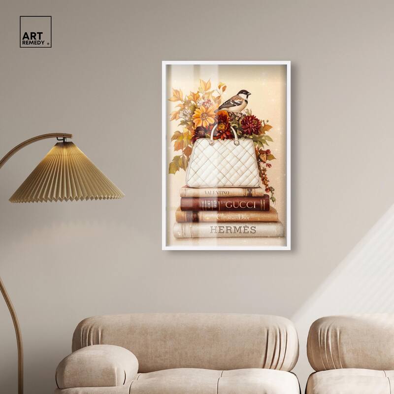 Little Bird Fall Flowers Glam Shadowbox by Art Remedy