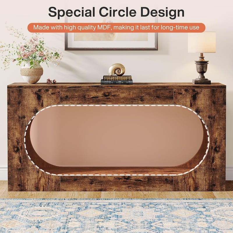 63-Inch Console Table for Entryway, 2 Tier Narrow Sofa Table for Living Room