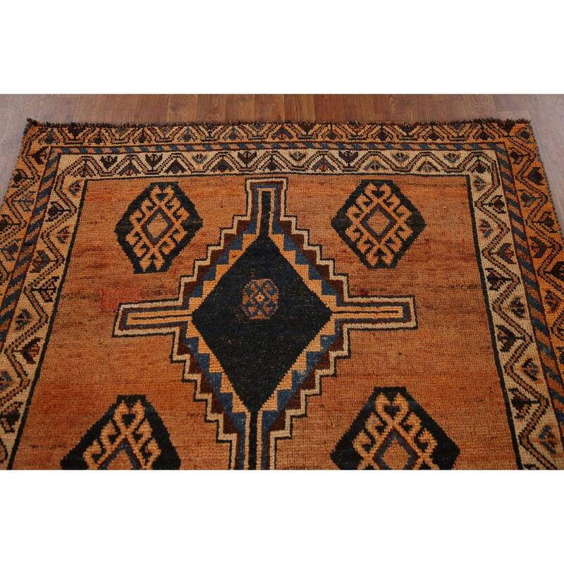 Geometric Qashqai Persian Antique Area Rug Handmade Wool Carpet - 4'5"x 8'0"