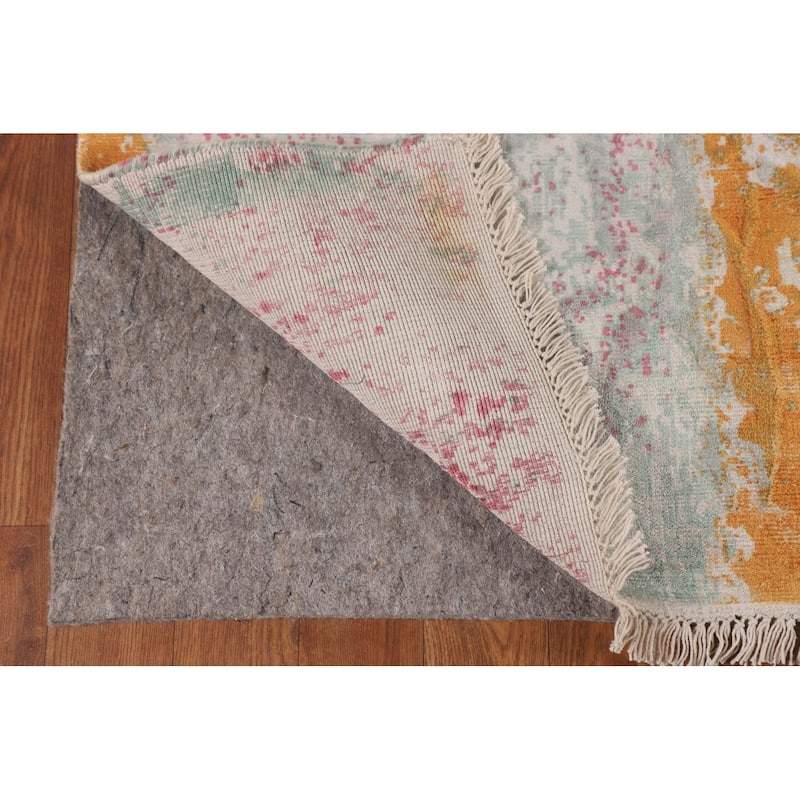 Contemporary Indian Area Rug Handmade Abstract Wool Carpet - 5'7"x 8'0"