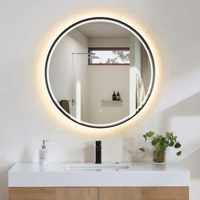 Altair Palme Round Framed Bathroom LED Lighted Wall Mirror
