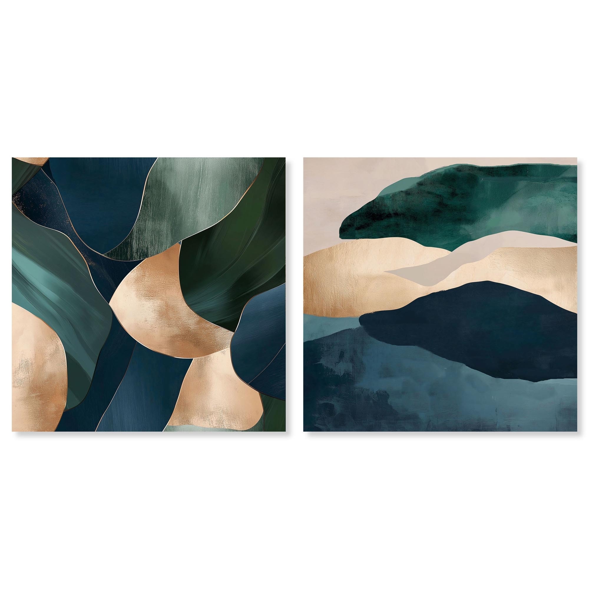 Navy Emerald Set Canvas Set of 2 by Art Remedy, Gallery Wrapped