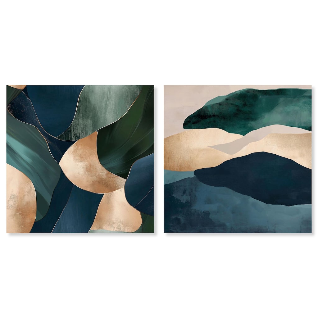 Navy Emerald Set Canvas Set of 2 by Art Remedy, Gallery Wrapped