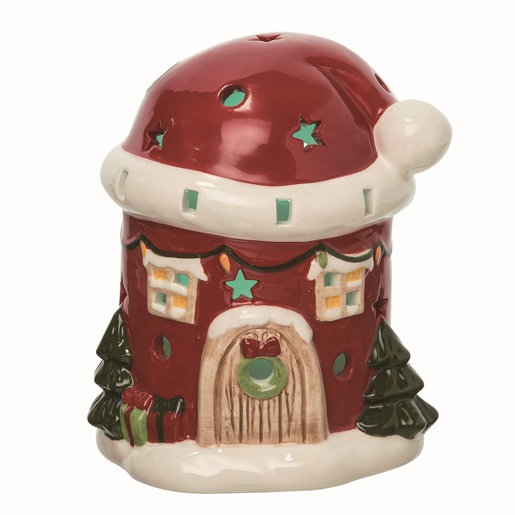 Transpac Ceramic 7.75 in. Multicolor Christmas Light Up Santa Home