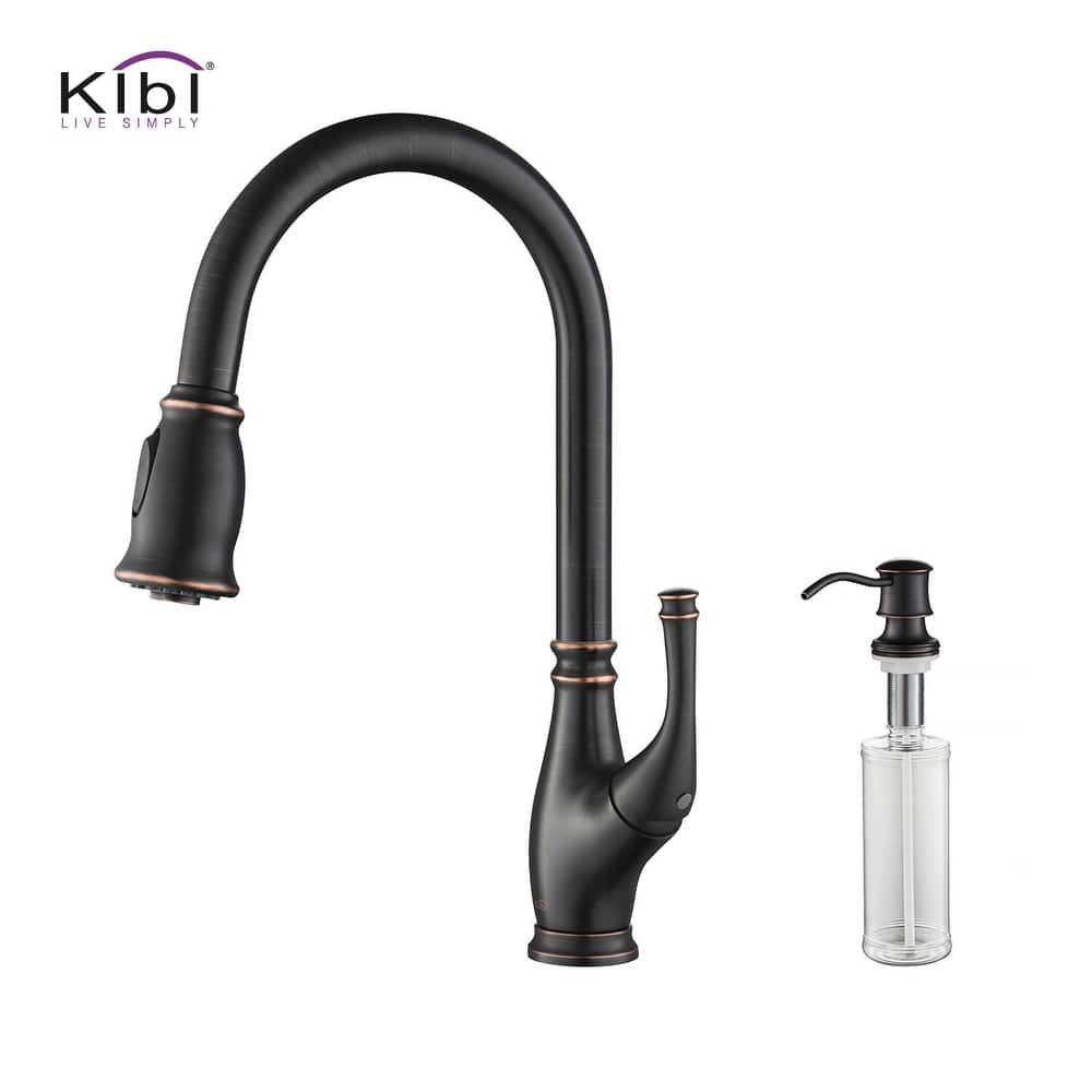 Summit Single Handle Pull Down Kitchen Sink Faucet with Soap Dispenser