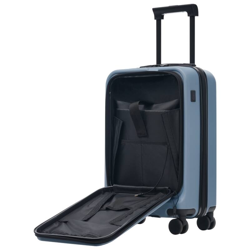 Luggage Sets 5 Piece with Front Opening, Hardside Expandable Carry On Suitcase Set with Double Spinner Wheel with USB Port