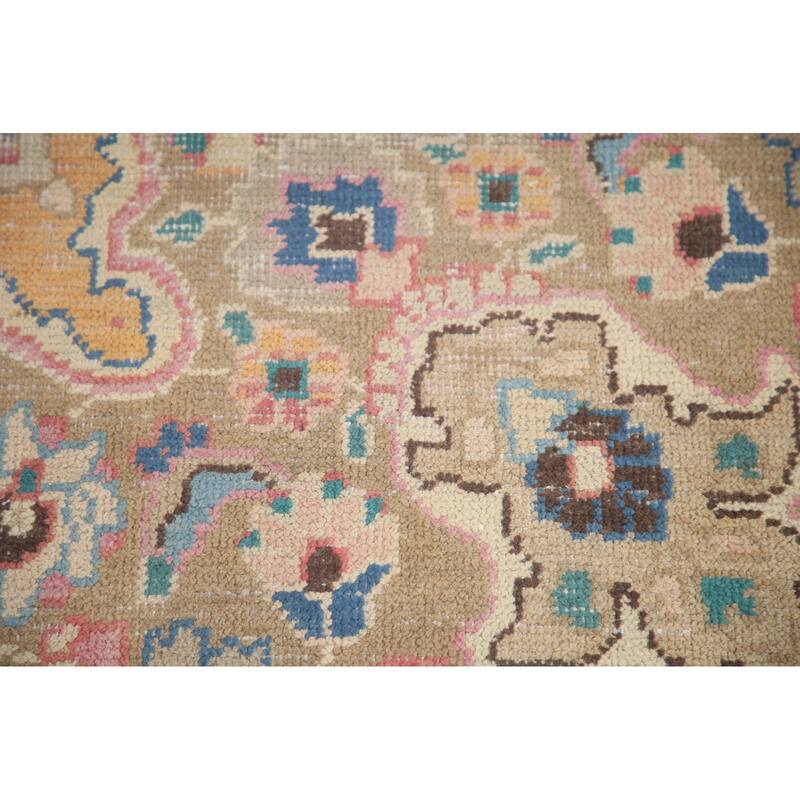 Hand Knotted Oriental 100% Wool Carpet Traditional Floral Yellow & Gold Mashad Area Rug - 12' 4'' X 9' 7''