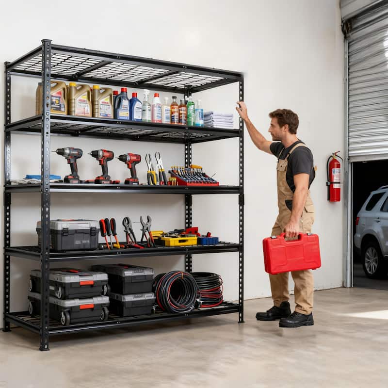5-Tier Heavy Duty Metal Shelving Unit,48"W x 24"D x72"H,Adiustable Storage Rack,Boltless Assembly,4000 lbs Total Load Capacity