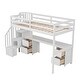 preview thumbnail 35 of 36, Twin Size Loft Bed wBuilt-in Desk, Storage Stairs, 2 Drawers and Shelves, Wooden Bedframe High Loft Platform Bed for Kids Teens
