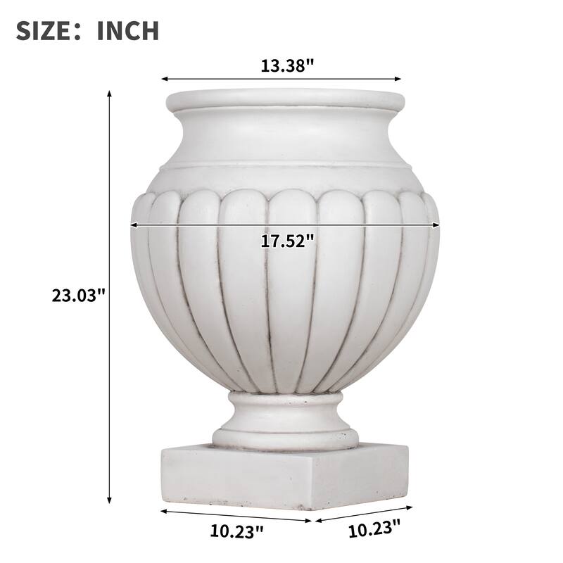 Christopher Knight Home - 23.03"H Classical Scalloped Lightweight Concrete Pedestal Urn Planter for Garden & Front Porch