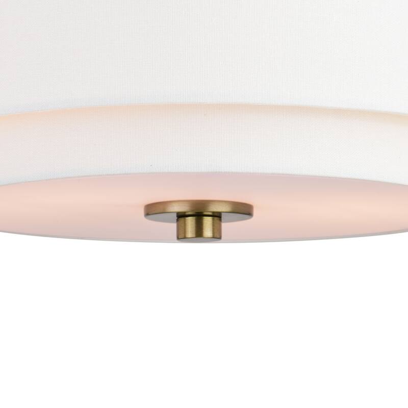Burnaby Mid-Century Modern Ceiling Mount Light White Linen Drum Shade